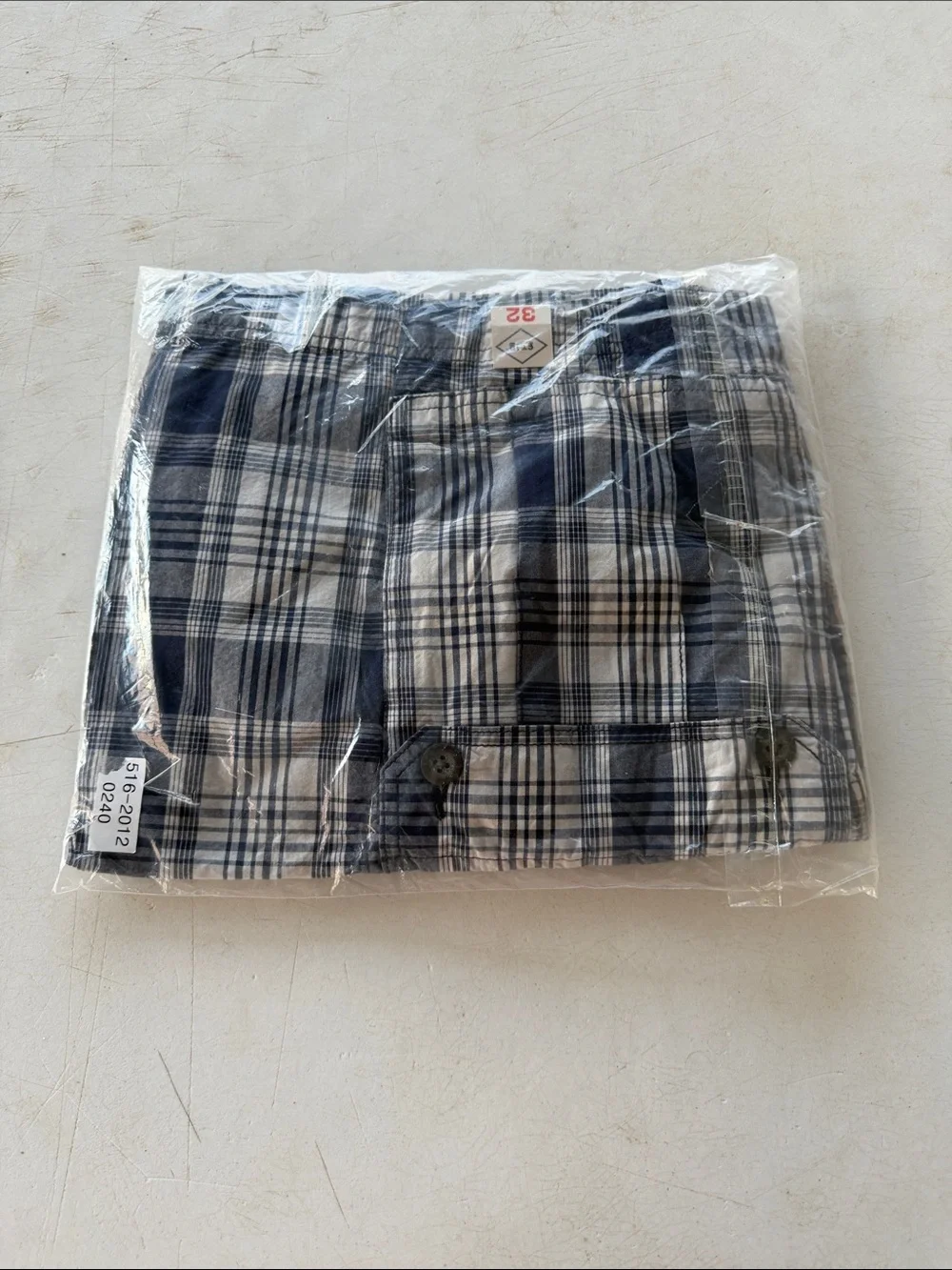 NWT St. John's Bay Navy and Cream Plaid Button-Up Shirt